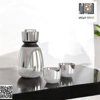 مطارة ستانليس فضي مع ٢ اكواب عالية الجودة