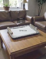 صينية تقديم فضية فاخرة بمقابض