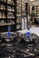 صحن تقديم فاخر بكريستال أزرق