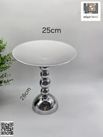 ستاند تقديم ستانليس ستيل بقاعدة بلورية فضي ضغير