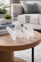 مجسم فراشة زجاجي أبيض مطفي ديكوري