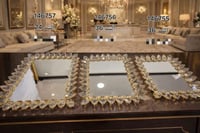 صينية مرايا كريستال بإطار ذهبي