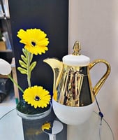 ترامس شاي وقهوة ابيض مع ذهبي