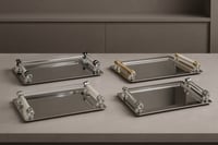 صينية تقديم تركي فاخرة بمقابض كريستالية