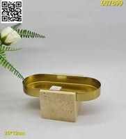 صواني تقديم ستانليس ذهبي بقاعدة رخامي