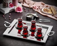 طقم تقديم شاي ستانليس ستيل ملكي فاخر