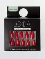لوكا اظافر صناعية لصق ذاتي لون احمر شكل اوفال M21