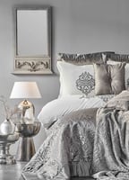 طقم مفارش عرائس كينج سايز Camilla فضي