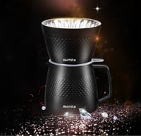 قمع مع ابريق فلتر القهوة بالتقطير V60 - لون أسود