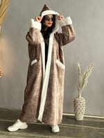 فروة نسائي جلد الغزال مع جيب واكمام فرو