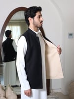 سديري رجالي جوخ لون أسود و بيج