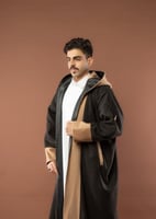 فروة رجالي جوخ لون أسود وبيج دبل فيس تنلبس جهتين -...