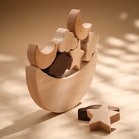 لعبة التوازن القمر والنجوم الخشبية