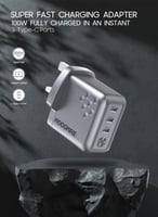 موج ماكس شاحن جداري ب 3 منافذ تايب سي بقوة 100 واط...