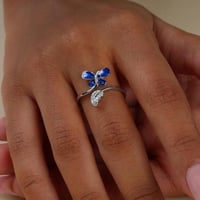 خاتم الفراشه باللون الازرق فضه