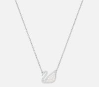 عقد البجعه ابيض من سواروفيسكي بطلاء من الروديوم