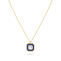 سلسلة ذهب عيار 18 قيراط بدلاية مزينة بألماس وحجر م...