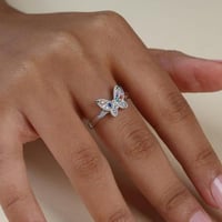 خاتم بترفلاي بفصوص ملونه فضه