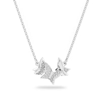 عقد Lilia مزين بفراشة، لون أبيض، طلاء روديوم