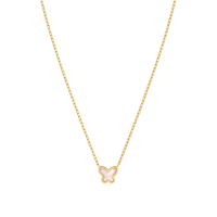 سلسلة ذهب 18 قيراط شكل فراشة مزينة بحجر ملون للاطف...