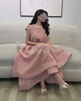 جلابية كلوش واسعه باللون الوردي