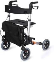 مشاية دوارة قابلة للطي مع فرامل مزدوجة ومقعد