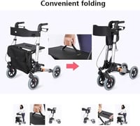 مشاية دوارة قابلة للطي مع فرامل مزدوجة ومقعد