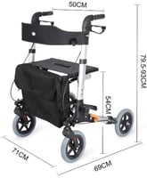 مشاية دوارة قابلة للطي مع فرامل مزدوجة ومقعد