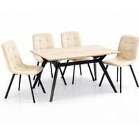 طقم طاولة طعام خشب موديل 5069-4-22BEIGE – تصميم عص...