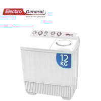 غسالة الكترو جنرال حوضين 12 كجم — أبيض — WXK-1200