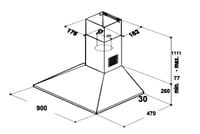 شفاط كتشن برو 90 سم 3 سرعات هرمي ستيل ايطالي