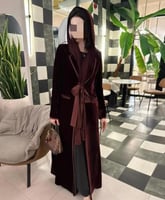 عباية مخمل خمري مع حرير