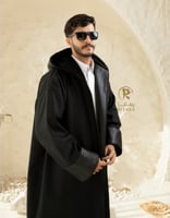 فروه قماش جوخ مع جلد على الاطراف