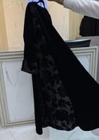 عبايه مخمل اسود مع شيفون مخمل مبطن