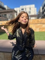 جلابية أطفال لنن حرير - بطبعات ذهبي