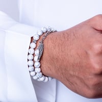 أسورة + سبحة فيروز أبيض شكل جناح