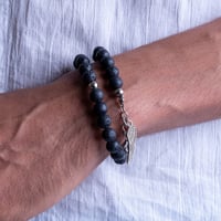 أسورة + سبحة حجر بركاني شكل جناح