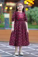 فستان يوم التأسيس عنابي