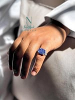 خاتم ملكي فضة (كحلي معرق)