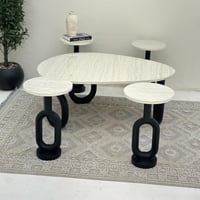 طقم طاولات 5قطع سطح بديل الرخام ترافنتينو ملمس ناع...