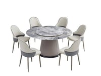 طاولة طعام رخام دائري 6 كراسي