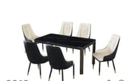 طاولة طعام سطح رخام 6 كراسي