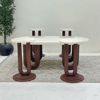 طقم طاولات 5قطع سطح بديل الرخام ملمس ناعم قاعده خش...