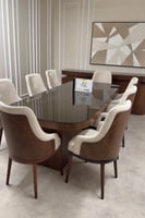 طقم طاولات طعام 8 كراسي مع مدخل البوفيه قشرة الجوز