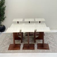 طقم طاولات 7قطع سطح بديل الرخام قاعده خشب لون بني