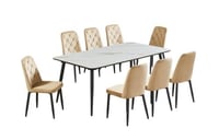 طاولة طعام بسطح بديل الرخام 8 كراسي