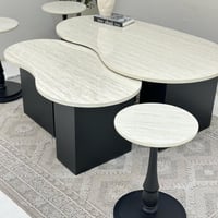 طقم طاولات كلياوي 6قطع سطح بديل الرخام ترافنتينو ق...