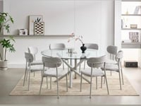 طاولة طعام سطح زجاج 8 كراسي