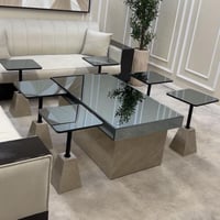 طقم طاولات ضيافة سطح زجاج