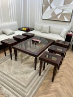 طقم طاولات خشبيه بلون بني